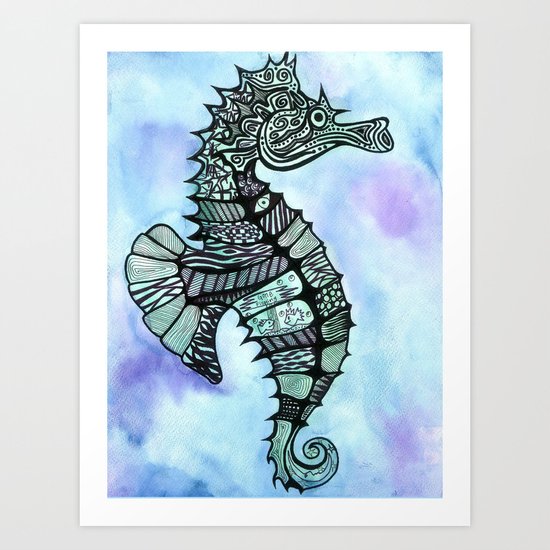 Tatoo Seahorse Art Print