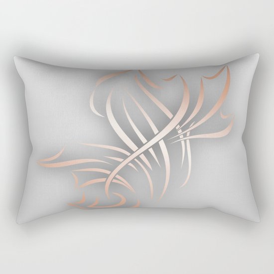 Rose Gold Gray Abstract Art Rectangular Pillow