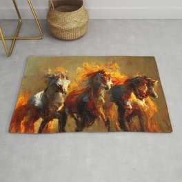 Flaming Horses Area & Throw Rug