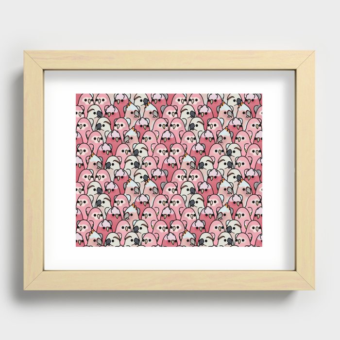 Too Many Birds!™ Pink Parrot Posse Recessed Framed Print