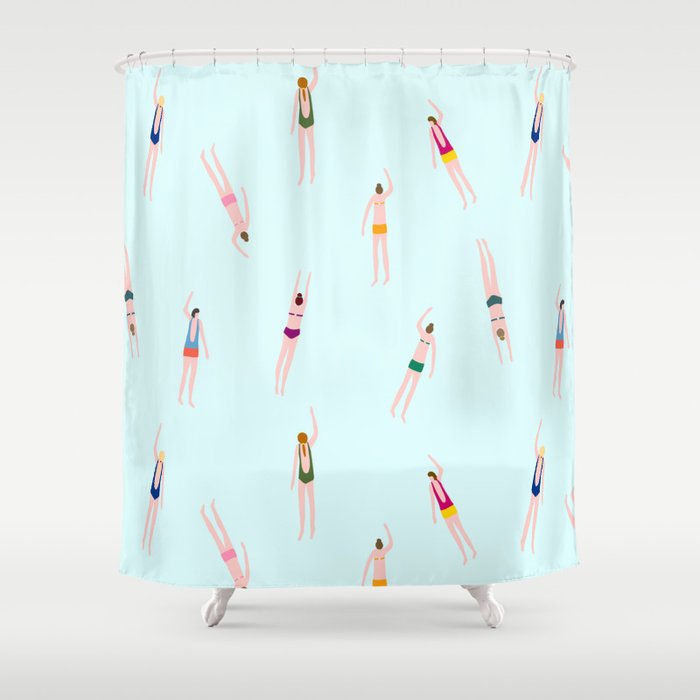 Swimmers in the pool Shower Curtain