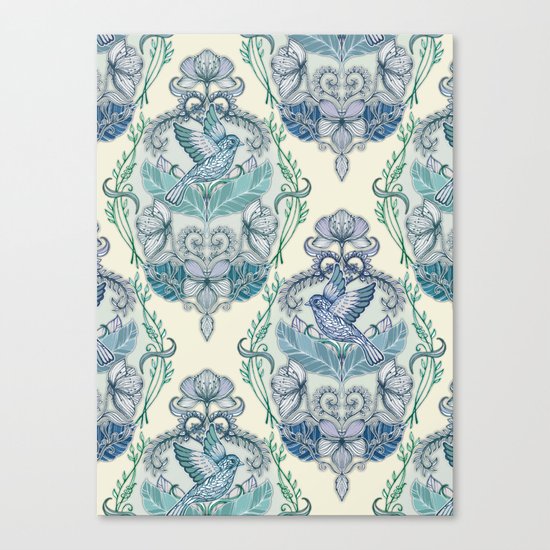 Not Even a Sparrow - hand drawn vintage bird illustration pattern Canvas Print