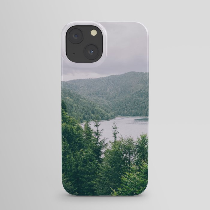 Rainy Mountain Landscape Photography | Green Hills with Forest Photo | Lake and Woods iPhone Case