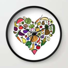 Vegan Love Wall Clock | Love, Illustration, Pattern, Food 