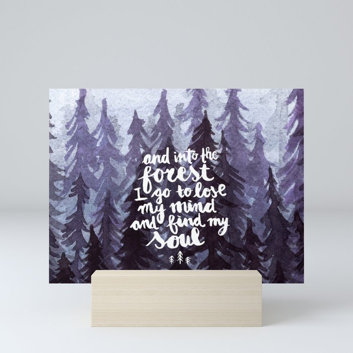 Into the Forest watercolor trees Mini Art Print
