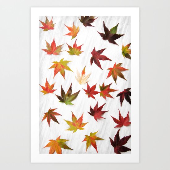 AUTUMN LEAVES PATTERN #2 #decor #art #society6 Art Print