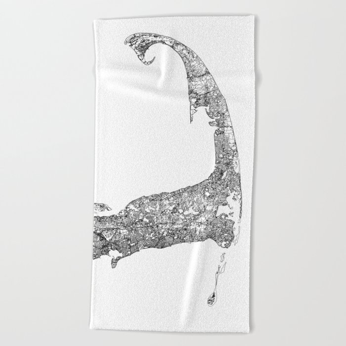 Cape Cod White Map Beach Towel