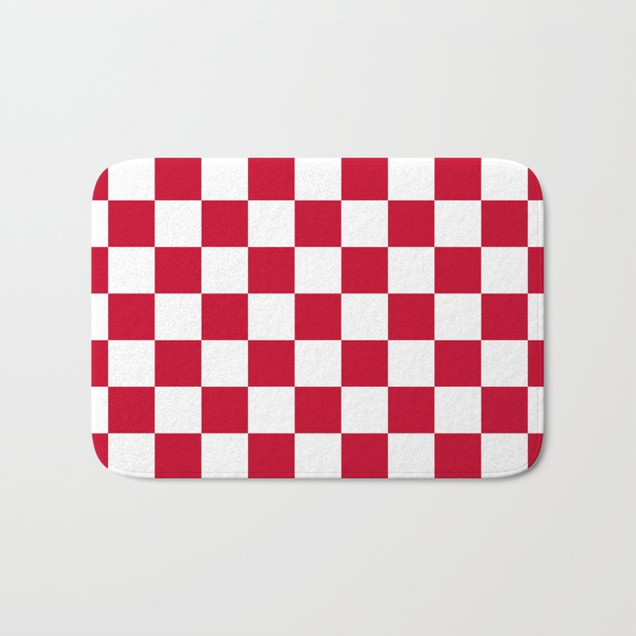 Red And White Check Bath Mat By Lovelylifestyle Society6