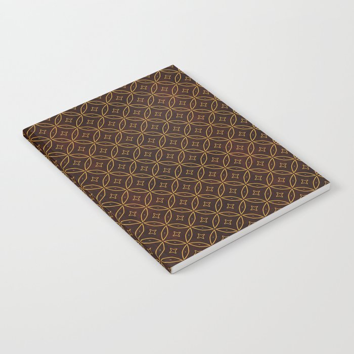 N244 - Brown Golden Geometric Oriental Boho African Moroccan Style Notebook