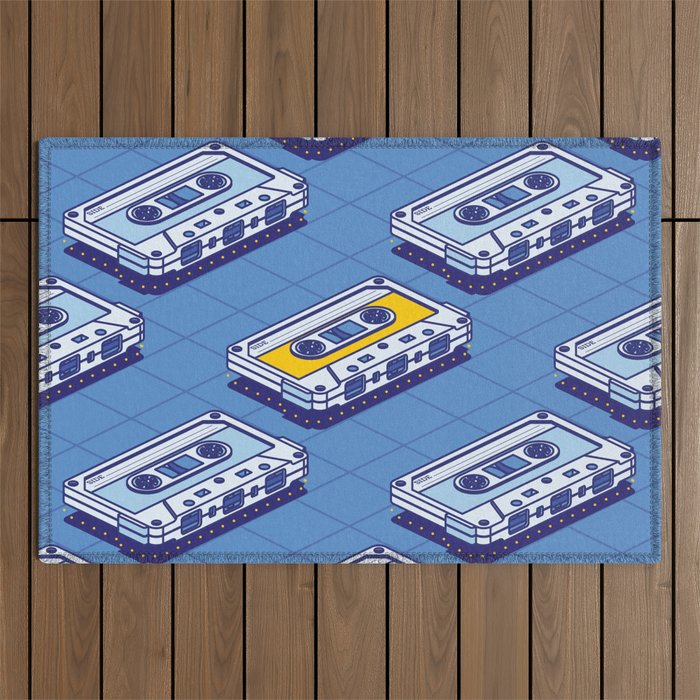 Retro 80s 90s Audio Cassette Tape. Outdoor Rug