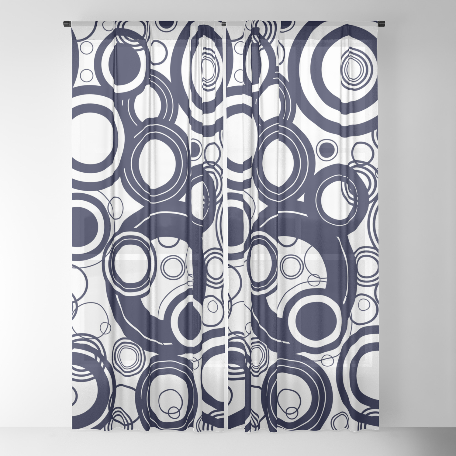 Contemporary Circles Modern Geometric Pattern In Navy Blue And