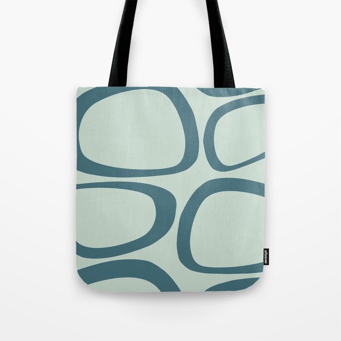 Mid Century Modern Funky Ovals Pattern Teal and Aqua Tote Bag