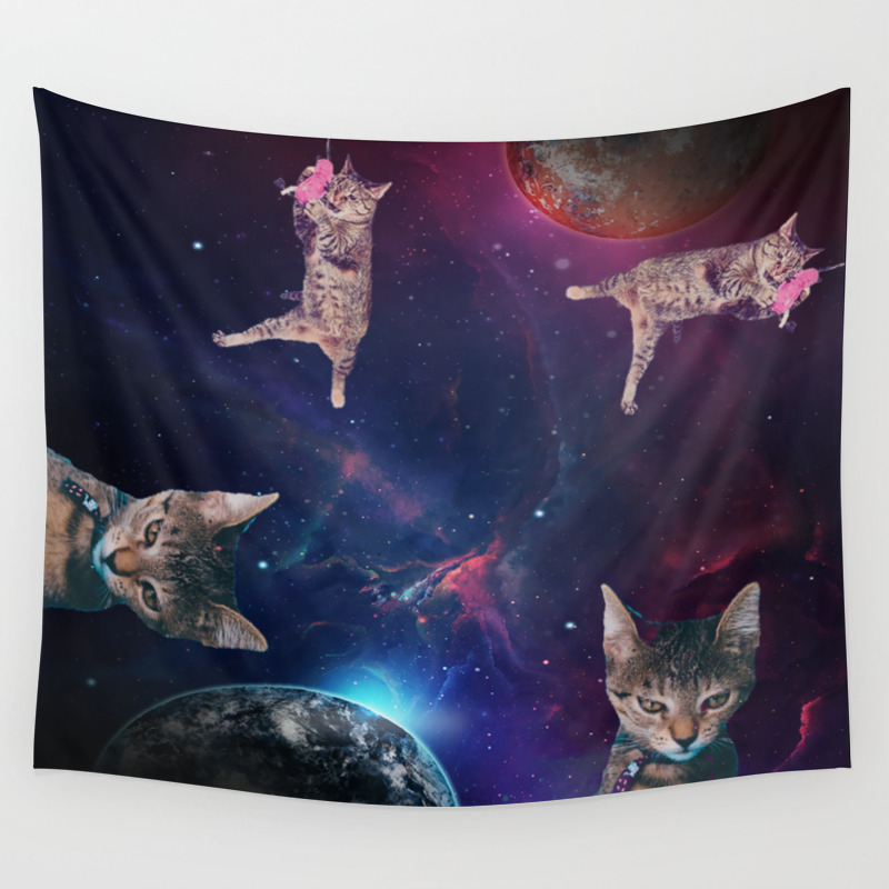 Space Angry Cat Funny Cute Galaxy Cat Gift Cat Lover Dank Meme Space Kitty Animal Lover Kitten Wall Tapestry By Spacedoutgifts Society6