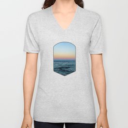 Lake Superior Sunset and Moon | Travel Photography in Minnesota V Neck T Shirt