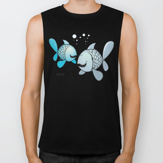 funny zodiac/pisces Biker Tank