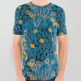 Flowering Bush - Blue All Over Graphic Tee