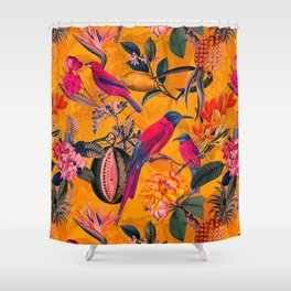Vintage And Shabby Chic - Colorful Summer Botanical Jungle Garden Shower Curtain