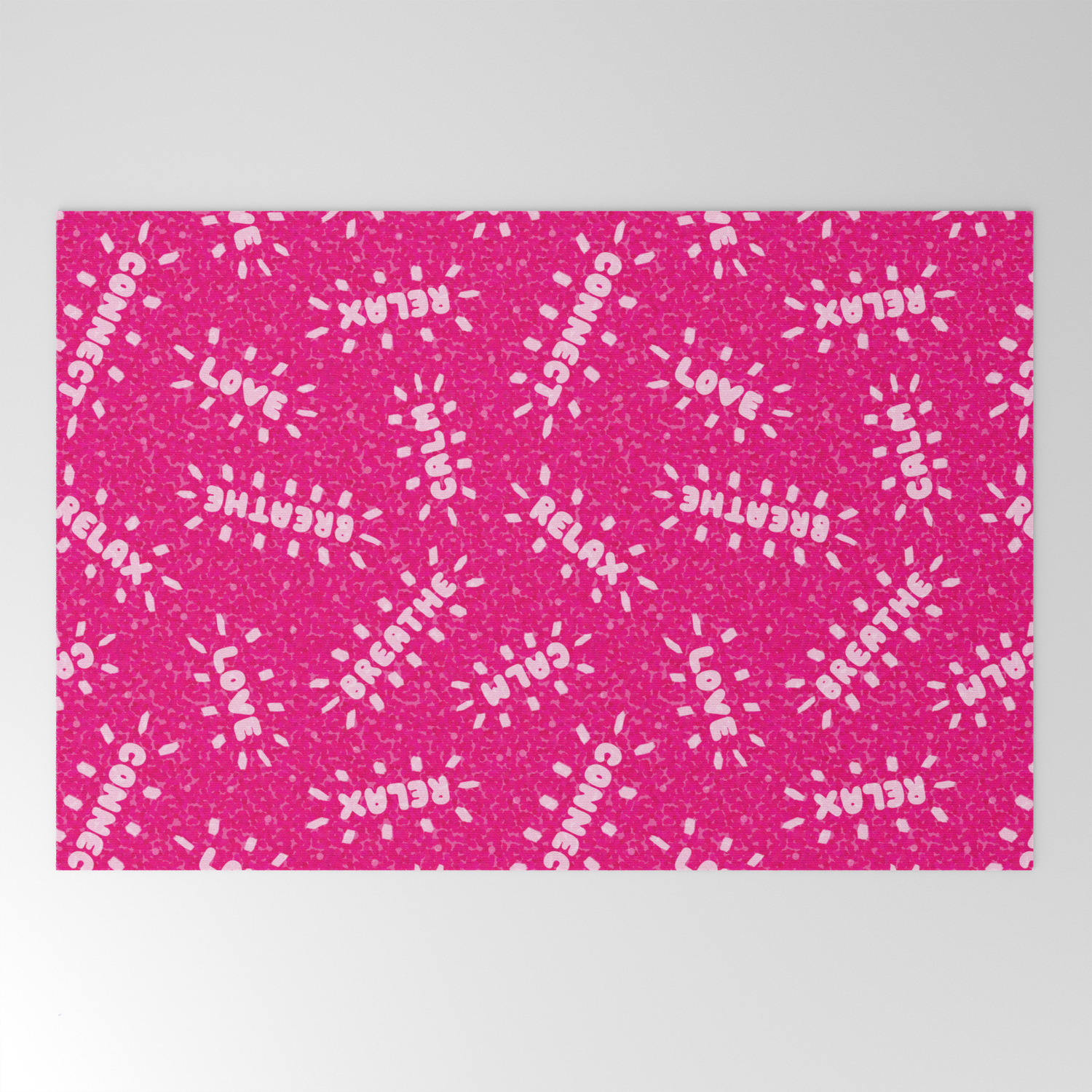 Positive Vibes On Pink Welcome Mat By Wellingtonboot Society6