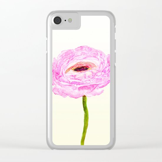 pink cultivited buttercup, Ranunculus Clear iPhone Case