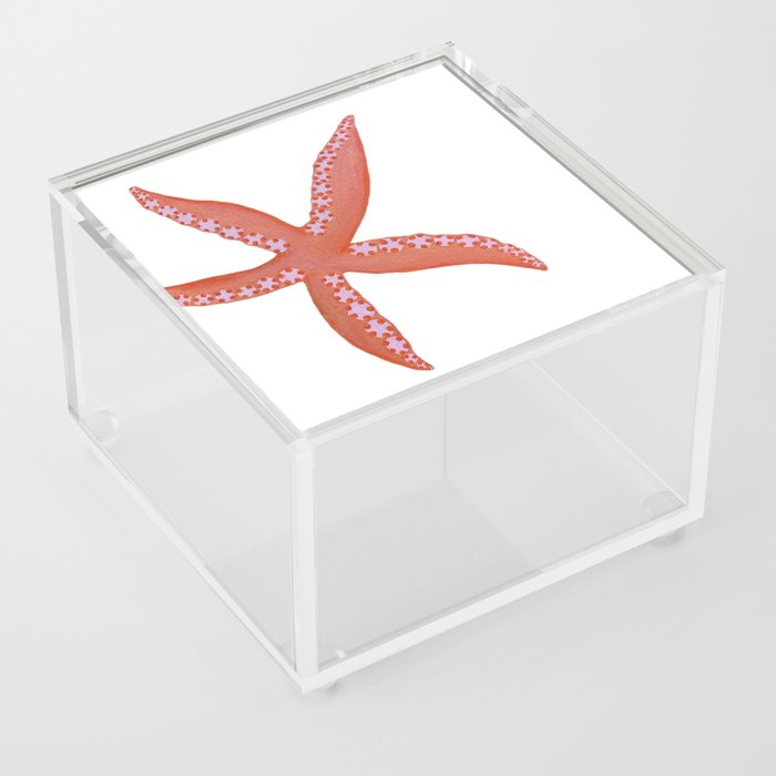 Orange Starfish ~ white background Acrylic Box