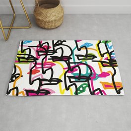 Colorful Abstract Faces Area & Throw Rug