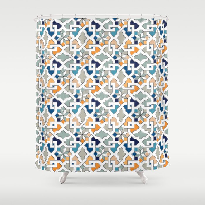Geometric Pattern Oriental Design Shower Curtain By Ohaniki Society6 Geometric Pattern Oriental Design Shower Curtain