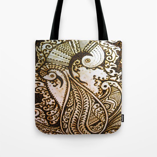 Peacock Passion Detailed In Henna Tote Bag
