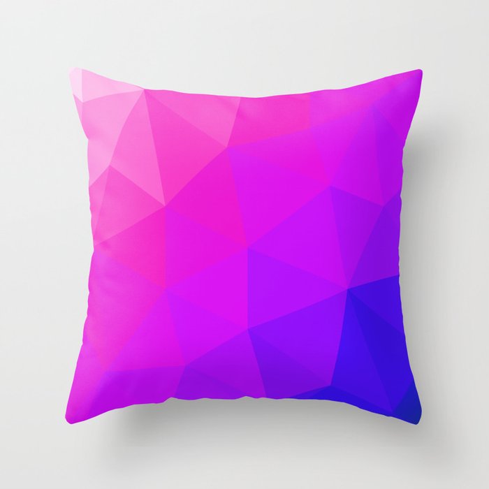 Magenta and Violet Low Poly Pattern Throw Pillow