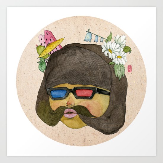 Girlstache Art Print
