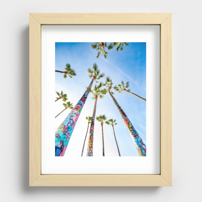 Graffiti palm trees of Venice Beach Recessed Framed Print