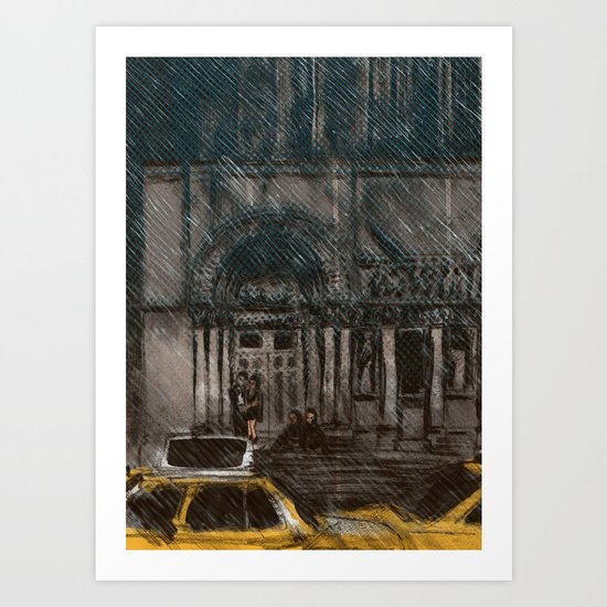 New York in the Rain Art Print
