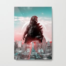 Godzilla City Fantasy Metal Print