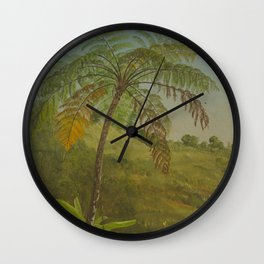 Vintage Painting of Palm Tree in Jamacia, 1865 Wall Clock | Tropical, Jamaica, Print, Coastal, Art, Edwin, Jungle, Painting, Church, Nature 