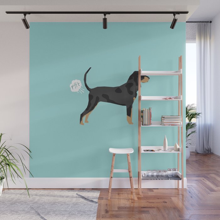 Coonhound funny farting dog breed gifts Wall Mural