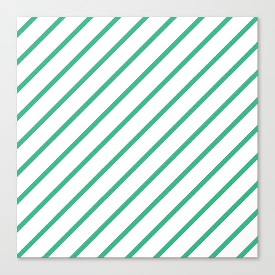 Diagonal Lines (Mint/White) Canvas Print