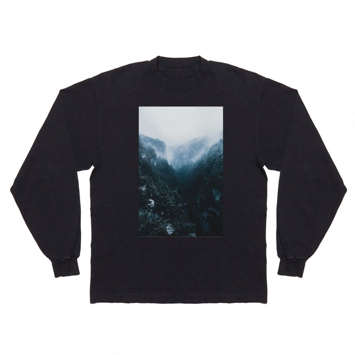 Foggy Forest Mountain Valley - Landscape Photography Long Sleeve T Shirt
