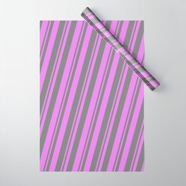 [ Thumbnail: Violet & Gray Colored Lines Pattern Wrapping Paper ]