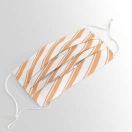 [ Thumbnail: Brown & White Colored Lines/Stripes Pattern Face Mask ]