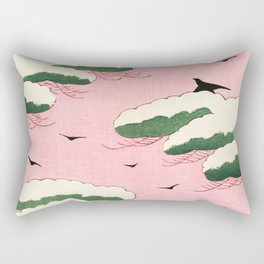 Pink Sky from Bijutsu Sekai Vintage Illustration by Watanabe Seitei 1893-1896 Pretty Nature Clouds Rectangular Pillow
