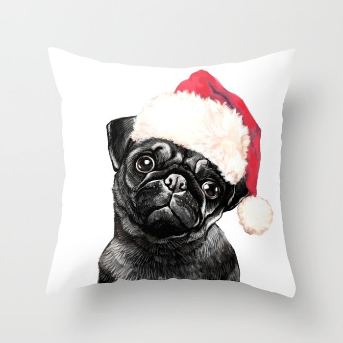 Pug store christmas pillow