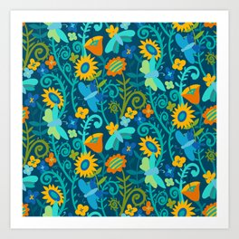 Colourful forest pattern Art Print