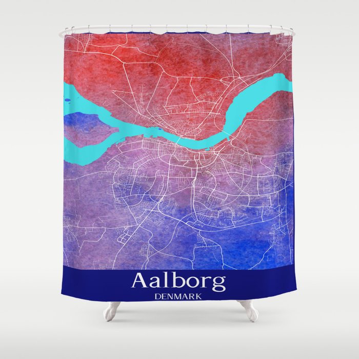 Aalborg Watercolor Map Shower Curtain