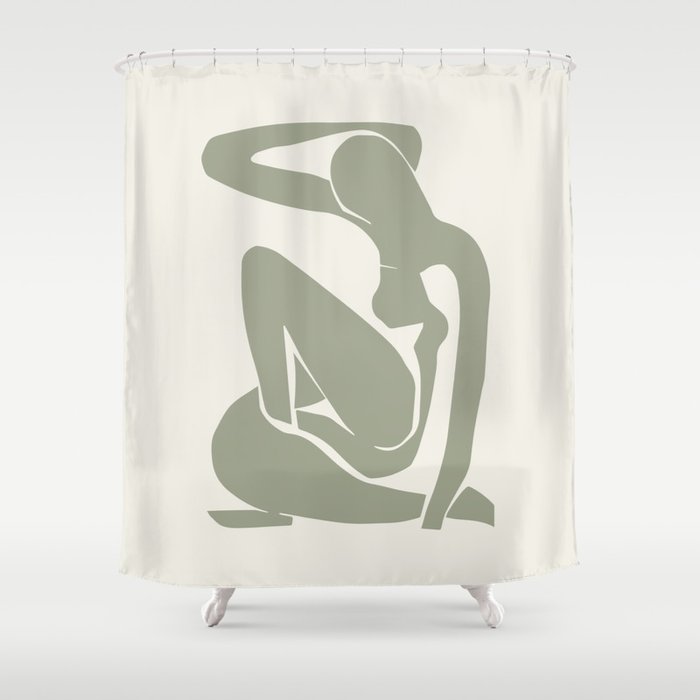 Sage Green Matisse Art, Matisse Abstract Art Decor Shower Curtain