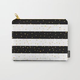 Black white gold faux glitter stripes polka dots Carry-All Pouch