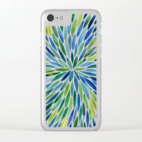 Watercolor Burst – Blue & Green Clear iPhone Case