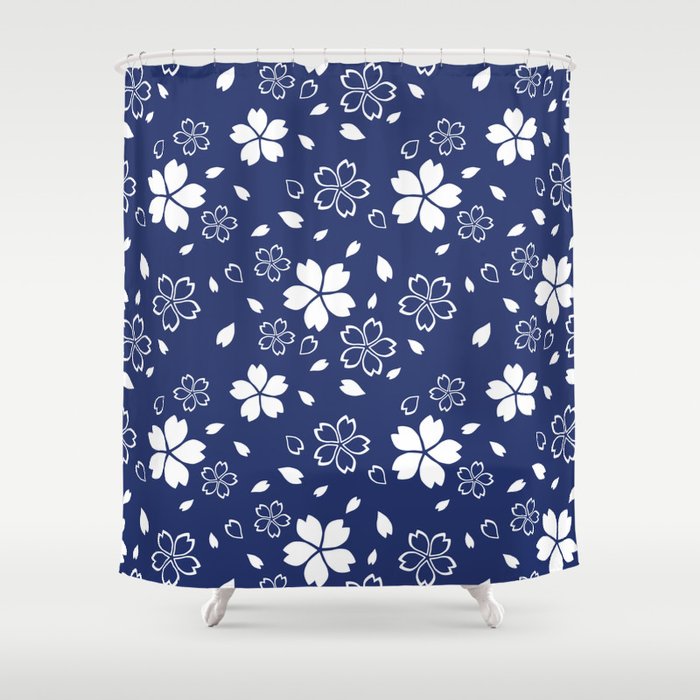 Japanese Blue Sakura Pattern Shower Curtain By Natalialinn Society6 Japanese Blue Sakura Pattern Shower Curtain