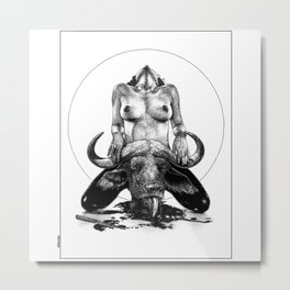 asc 729 - La lune de chasse (Two went in. I came out) Metal Print | Drawing, Neo Noir, Ink Pen, Blackandwhite 