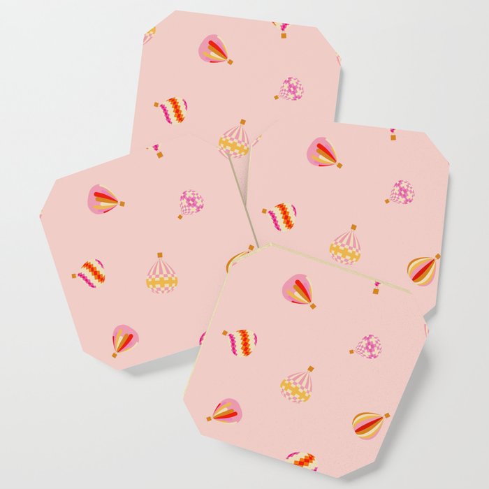 Pink Hot Air Balloons Pattern Coaster