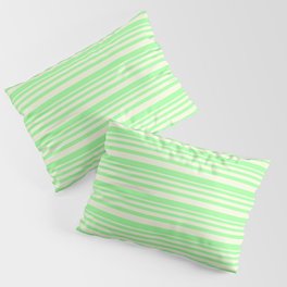 [ Thumbnail: Beige and Green Colored Lined/Striped Pattern Pillow Sham ]