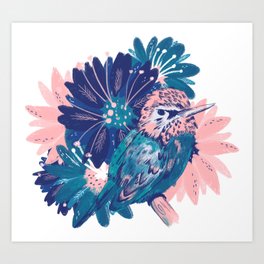 Hummingbird Floral Art Print